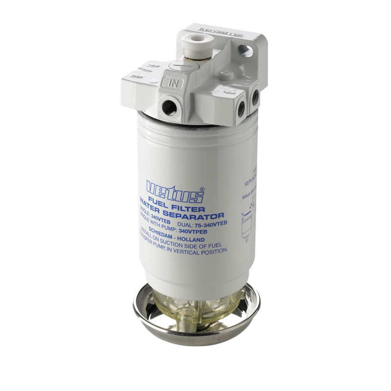 VETUS water separator/fuel filter with pump, 10 micron, max. 380 l/h