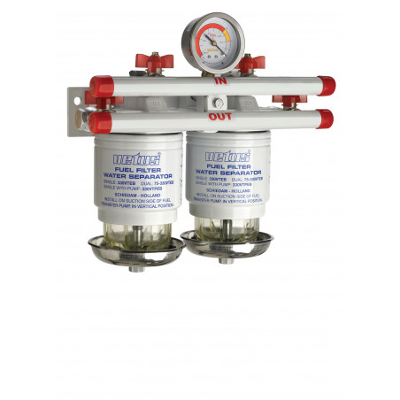 VETUS water separator/fuel filter, double, 10 micron, max. 190 l/h