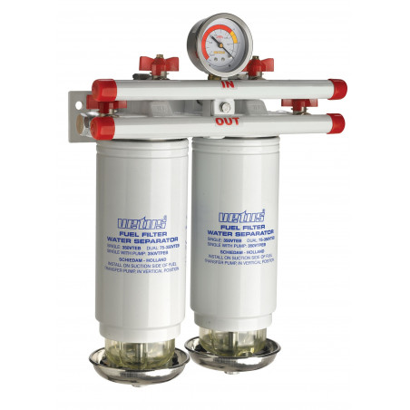 VETUS water separator/fuel filter, double, 10 micron, max. 460 l/h