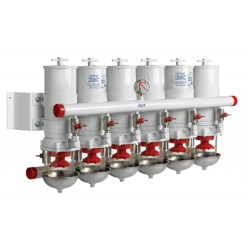 VETUS water separator/fuel filter, 3 in line, 30 micron, max. 24 l/min
