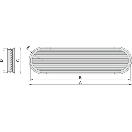 VETUS louvred air suction vent ASV 40, aluminium