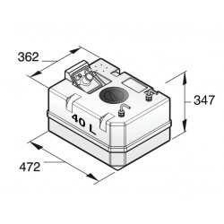 VETUS diesel fuel tank incl. connections, 40 litre, for 10 mm hose