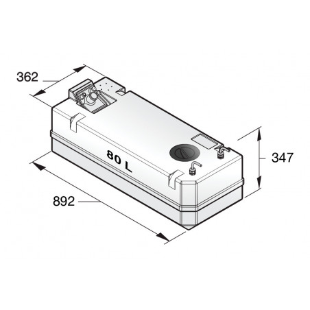 VETUS diesel fuel tank incl. connections, 80 litre, for 10 mm hose