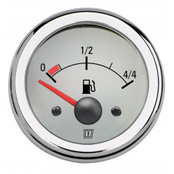 VETUS fuel level indicator, white, 12 Volt, cut-out size 52mm
