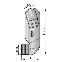 VETUS gooseneck type LT, inlet/outlet 127 mm