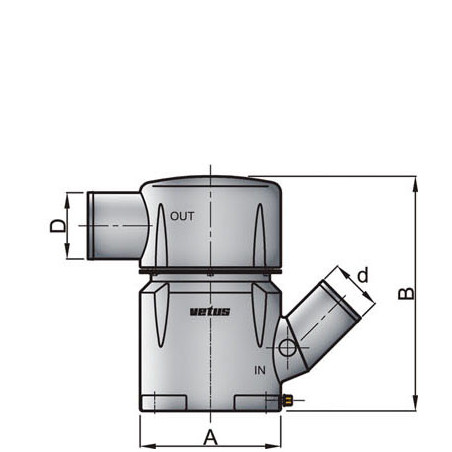 VETUS waterlock type MGP, inlet 127 mm-45 degrees, outlet 127 mm