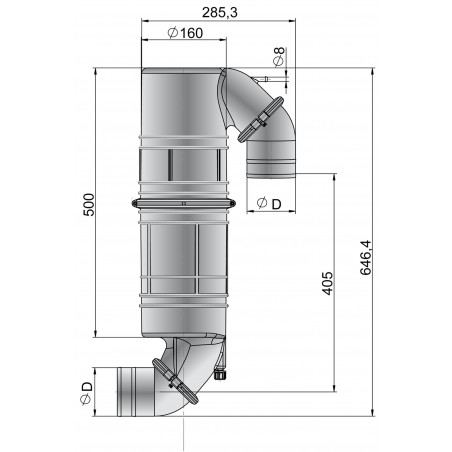 VETUS muffler / gooseneck type NLPG, 75 mm hose connections