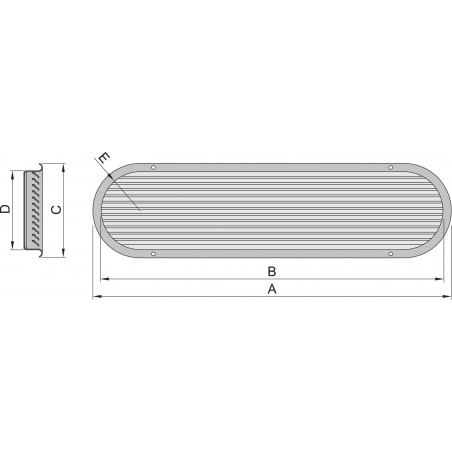 VETUS louvred air suction vent, type SSV 100, AISI 316/aluminium