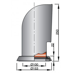 VETUS cowl ventilator TOM, 100 mm, SS 316, red interior