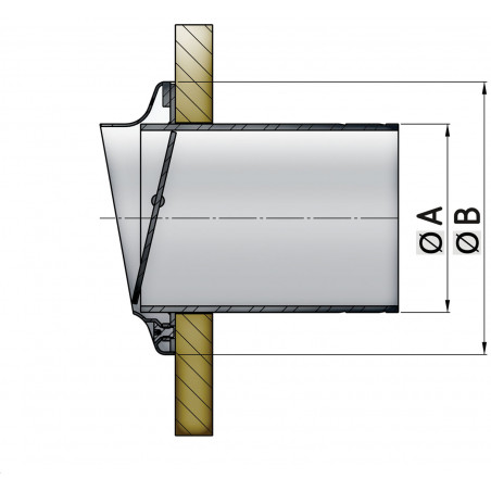 VETUS stainless steel transom exhaust connection, check valve, 51 mm