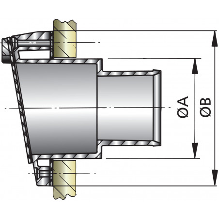 VETUS plastic transom exhaust connection with check valve, 90 mm