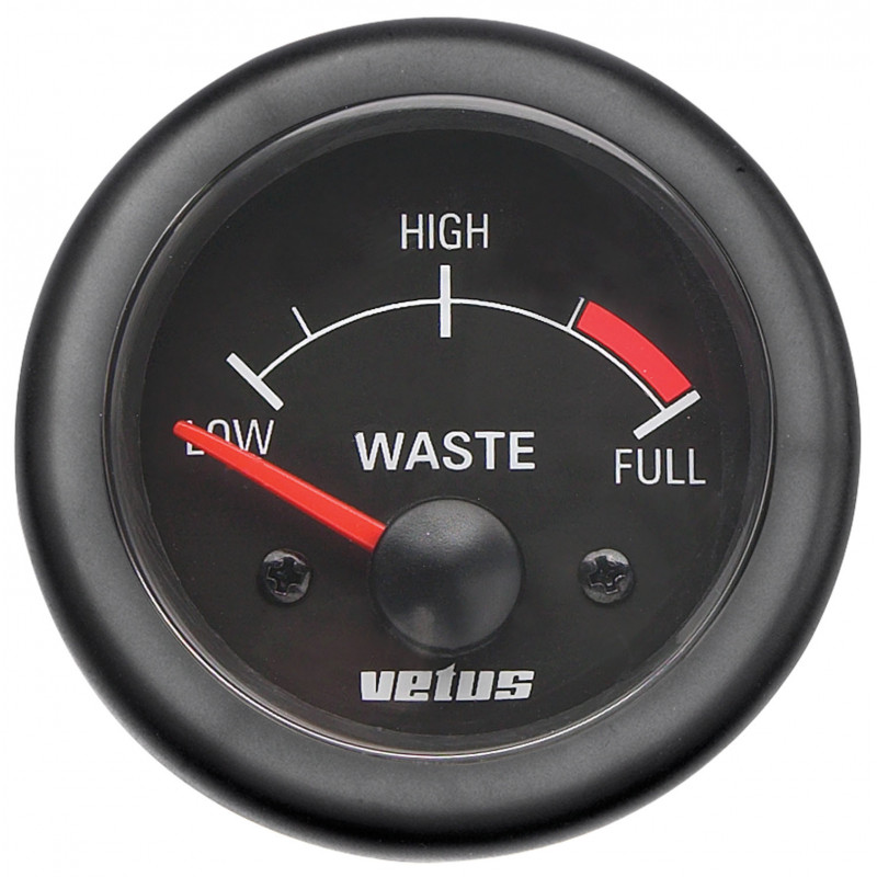 VETUS waste water level indicator, black, 12 Volt, cut-out size 52mm