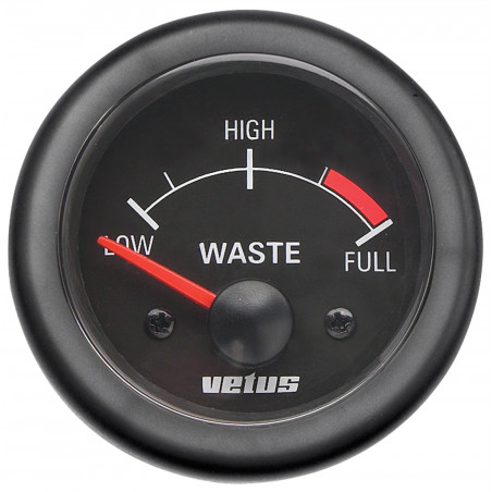 VETUS waste water level indicator, black, 24 Volt, cut-out size 52mm