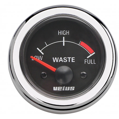 VETUS waste water level indicator, black, 24 Volt, cut-out size 52mm