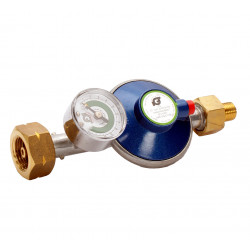 Gas regulator med manometer til blå gasflasker på adapter - 3