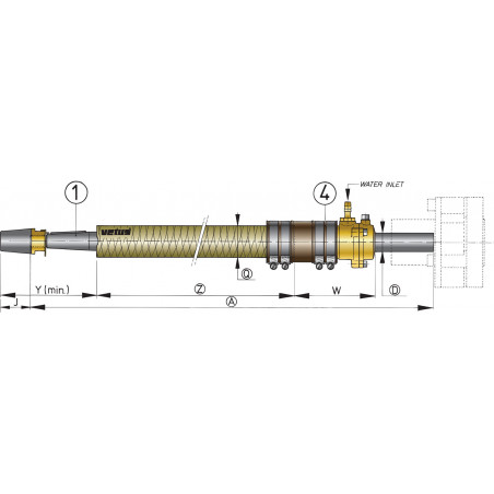 Polyester stern tube Length: 500 mm.  (including cutless bearing Ø 30 mm). - 1