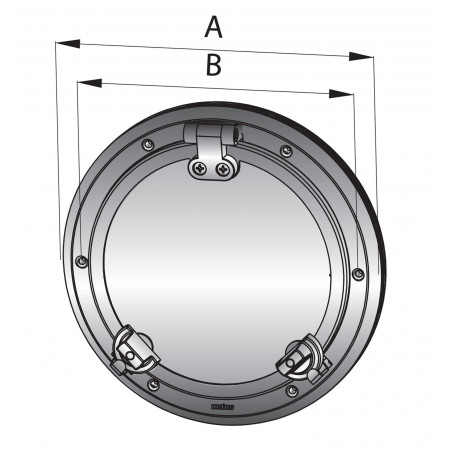 VETUS porthole, S/S AISI 316, category A III, cut-outsize 198 mm, incl. mosquito screen - 2