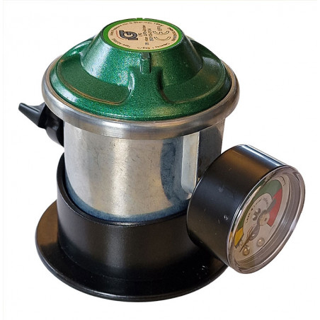 Gas regulator Jumbo click on med manometer og slangestuds - 2